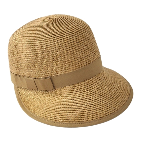 Vince Camuto Women's Ribbon Trim Tan/Gold Metallic Framer Hat - Picture 6 of 6